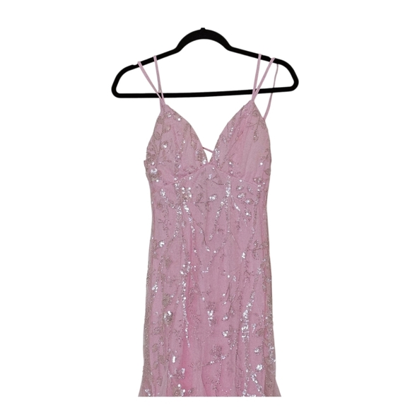 NWOT  - Lace Up Sequin & Beaded Corset Pink Mermaid PROM dress Women’s Size - XS - Picture 4 of 12